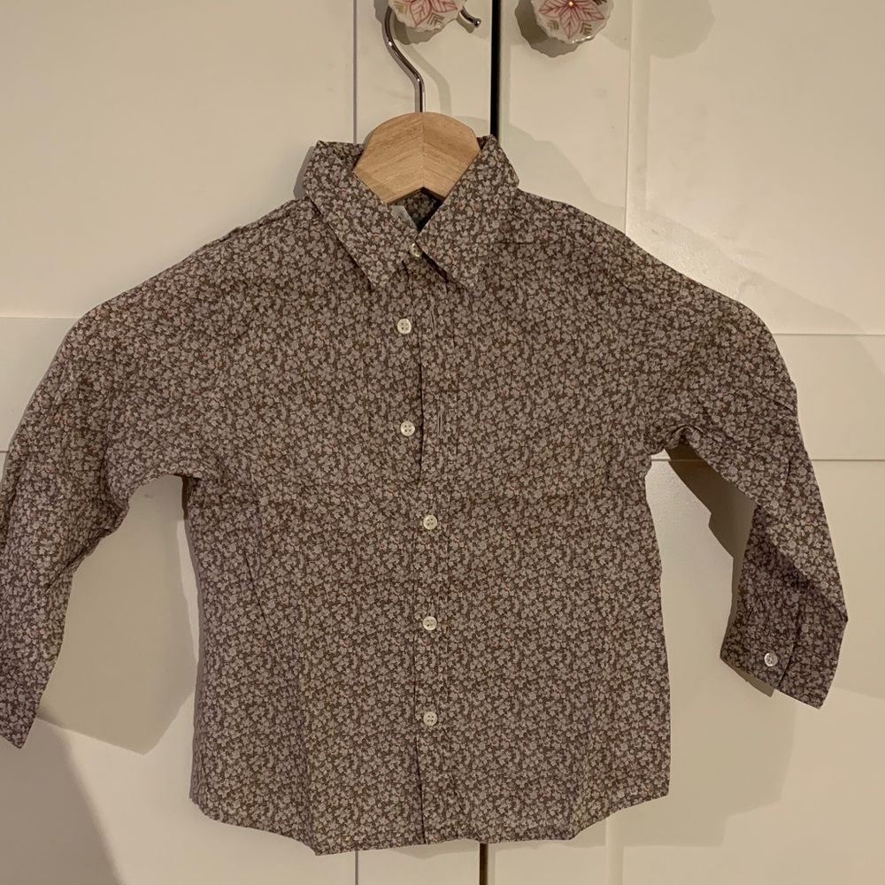 Bonpoint Floral Button Down Shirt - Brown